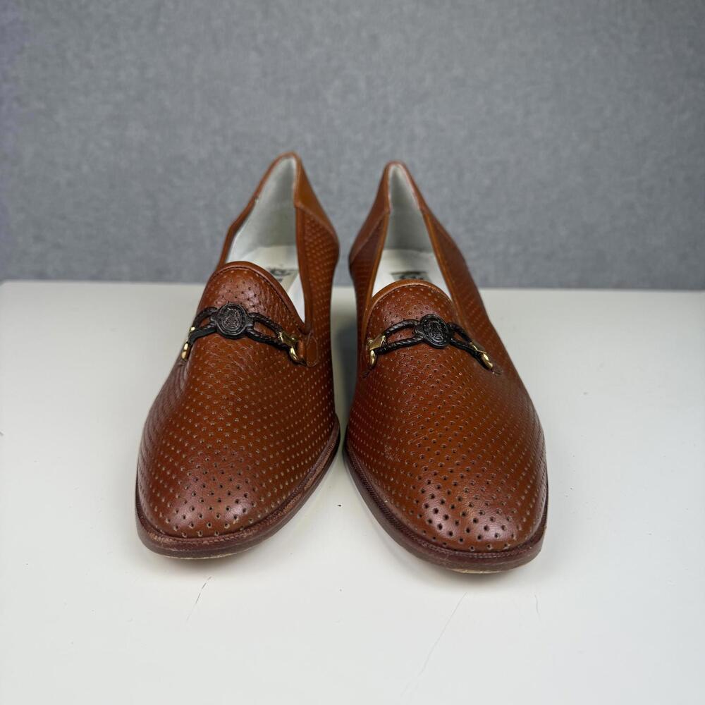 Vintage Pollini Women's Size EU 36.5 US 6.5 Brown Leather Slip On Heels Italian - Picture 2 of 8